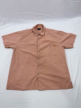 Dickies Men's Short Sleeve Button-Up Shirt - Rust Check XL